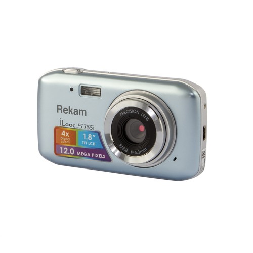 Цифровая камера Rekam iLook S755i metallic gray •	разрешение: 12 мегапикселей;
•	экран: 1.8” цветной TFT ЖК-монитор;
•	4-кратный цифровой зум;
