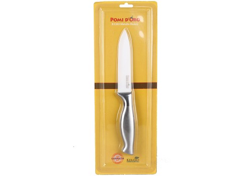 Нож керамический белый, Pomi d&#039;Oro K1263 Metallo Bianco K1263 Metallo Bianco, бел керамика Kerano™, длина лезвия - 12 см, толщинаина 2 мм, металл ручка