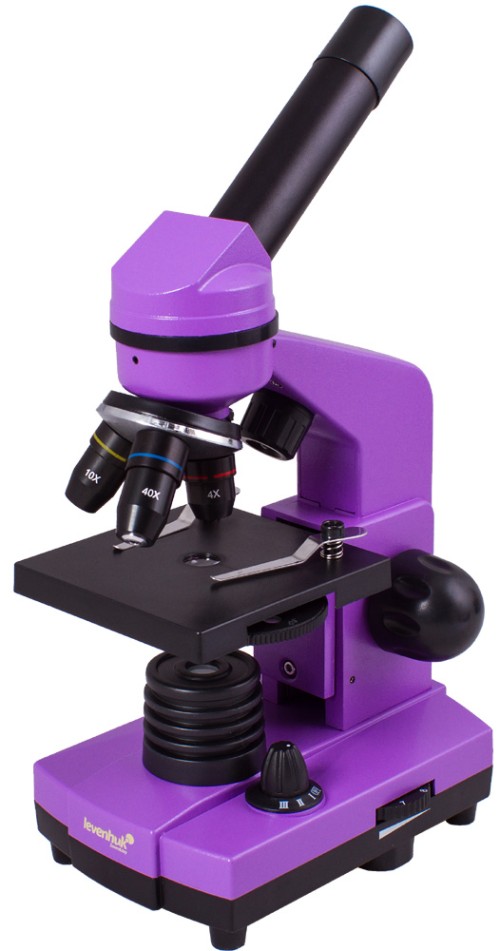 Микроскоп Levenhuk Rainbow 2L AmethystАметист •    Биологический микроскоп с увеличением от 40 до 400 крат
•    В линейке пять ярких цветов
•    Прочный и легкий пластиковый корпус
•    Нижняя и верхняя светодиодные подсветки
•    Набор для опытов с микроскопом в комплекте

