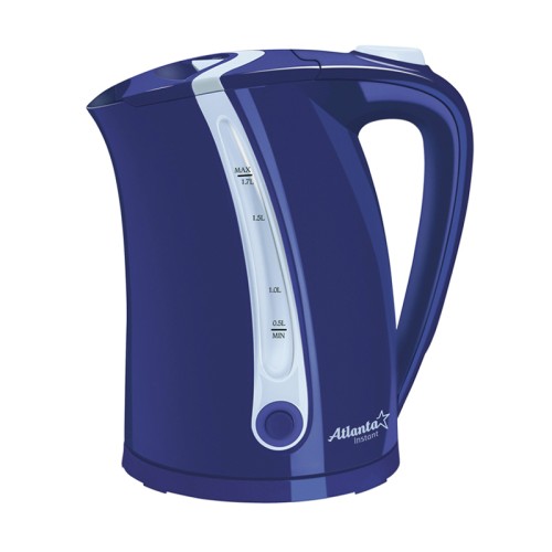 Электрический чайник дисковый ATLANTA ATH-660 синий •	электрический дисковый чайник; 
•	объем: 1.7 литров; 
•	блокировка включения без воды;
•	мощность: 2000 Вт. 

