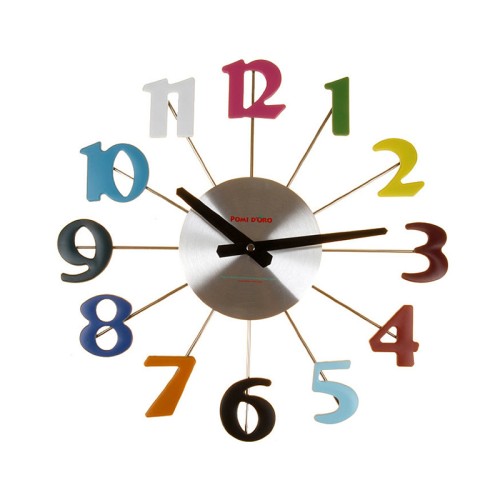Часы настенные, Pomi d&#039;Oro T3813-K •	настенные, кухонные часы; 
•	металлический циферблат; 
•	объёмные цветные цифры. 

