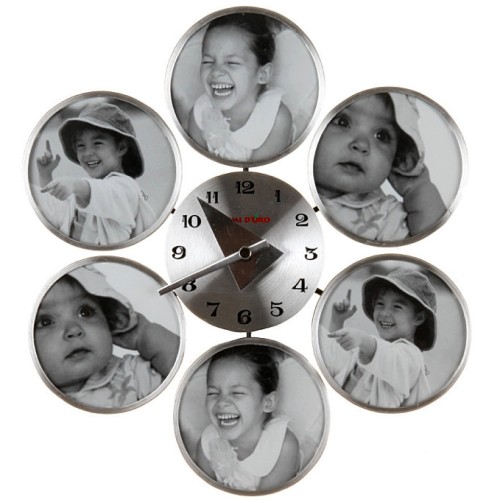 Часы настенные Pomi d&#039;Oro T3021-F •	настенные часы-фотоколлаж; 
•	металлический циферблат; 
•	6 объёмных рамок для фото. 


