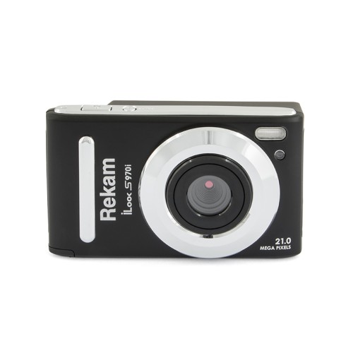Цифровая камера Rekam iLook S970i чёрный •	разрешение: 21 мегапиксель;
•	экран: 3” цветной TFT ЖК-монитор; 
•	зум: цифровой 8.0X; 
•	дополнительно: стабилизация; определение улыбки; серийная съёмка и др. 
