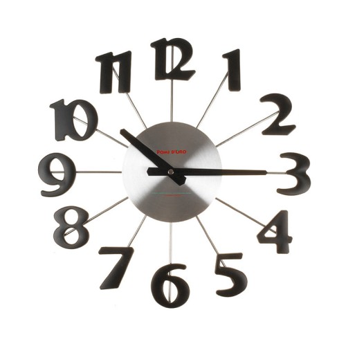 Часы настенные, Pomi d&#039;Oro T3815-K •	настенные часы; 
•	металлический циферблат; 
•	объёмные чёрные цифры. 

