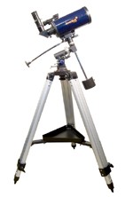 Телескоп Levenhuk Strike 950 PRO     зеркально-линзовый телескоп
    оптическая схема: Максутов-Кассегрен
    диаметр объектива 90 мм
    фокусное расстояние 1250 мм
    макс. полезное увеличение 180x
    монтировка экваториальная
    искатель с красной точкой