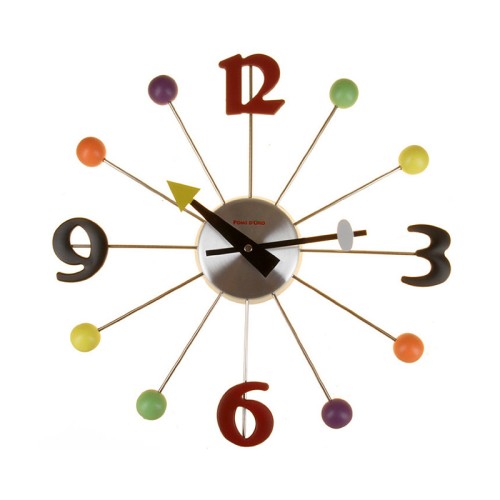 Часы настенные, Pomidoro T3816-K •	настенные, кухонные часы; 
•	металлический циферблат; 
•	объёмные цветные цифры. 

