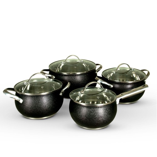 Набор посуды для приготовления, Pomi d&#039;Oro P-640546 Santa •   уникальное термостойкое "снежное" покрытие;
•   материалы - нержавеющая сталь, термостойкое стекло;
•   подходит для всех типов плит.
