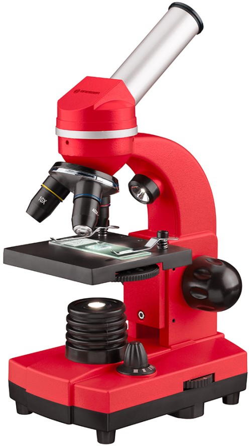 Микроскоп Bresser Junior Biolux SEL 40x-1600x, красный •   в комплект поставки включены набор для опытов и адаптер для смартфона;

