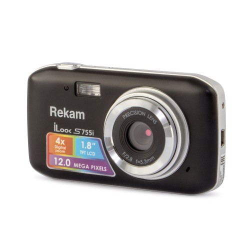 Цифровая камера Rekam iLook S755i black /3 Уценённый товар: витринный образец. Предоставляется полная гарантия.
•	разрешение: 12 мегапикселей;
•	экран: 1.8” цветной TFT ЖК-монитор;
•	4-кратный цифровой зум;
