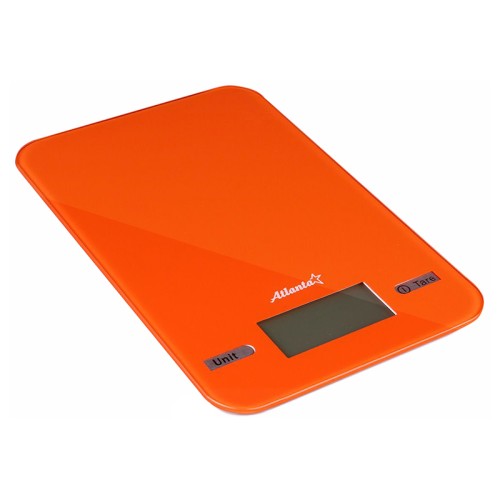 Весы кухонные электронные Atlanta ATH-6212 orange •	электронные кухонные весы;
•	платформа для взвешивания;
•	точность взвешивания: 1г; 
•	обнуление веса. 

