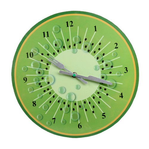 Часы настенные, Pomidoro T3316-K •	настенные, кухонные часы; 
•	яркий циферблат; 
•	рисунок: киви. 

