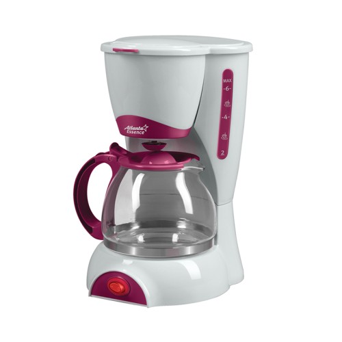 Кофеварка электрическая ATLANTA ATH-541 белый •	капельная электрическая кофеварка; 
•	для молотого кофе; 
•	мощность: 550 Вт; 
•	объем кофейника 0.6 л. 


