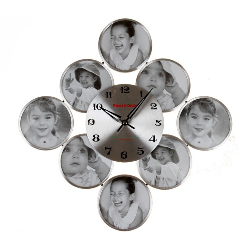 Часы настенные Pomi d&#039;Oro T3822-F •	настенные часы-фотоколлаж; 
•	металлический циферблат; 
•	8 круглых рамок для фото. 

