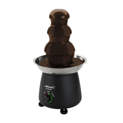 Шоколадный фонтан Atlanta ATH-1501 •	шоколадный фонтан; 
•	подогрев чаши, автоматический термостат; 
•	нержавеющая сталь. 

