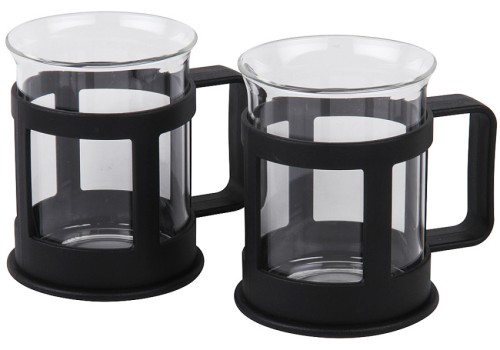 Набор из 2-х стаканов по 200 мл, Rosenberg RPL-795150 Стеклянные стаканы в пластиковых подстаканниках