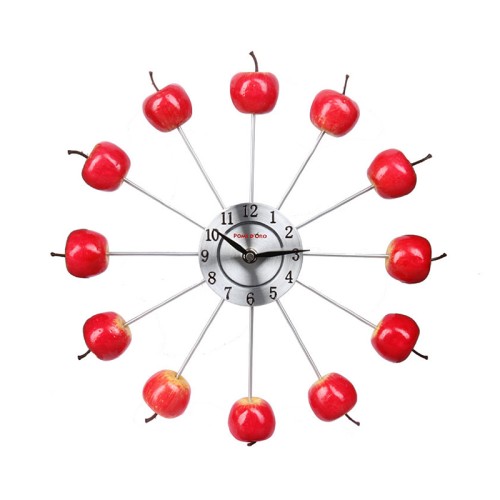 Часы настенные Pomi d&#039;Oro T3820-K •	настенные, кухонные часы; 
•	металлический циферблат; 
•	лучи с красными яблоками. 

