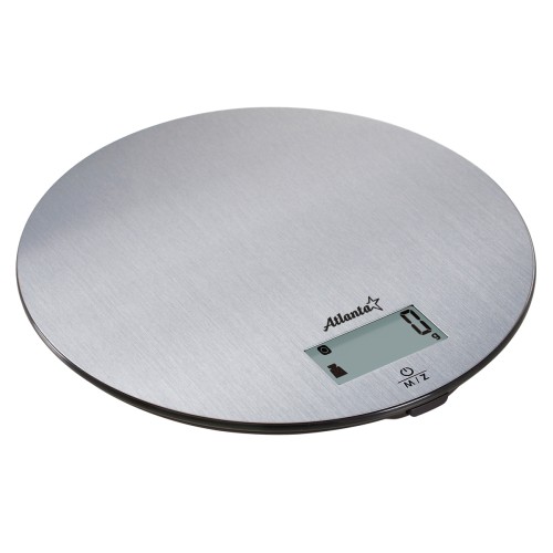 Весы кухонные электронные, Atlanta ATH-6192 silver •   стальная рабочая поверхность; 
•   максимальный вес 5 кг с шагом 1 г;
•   LED-дисплей.
