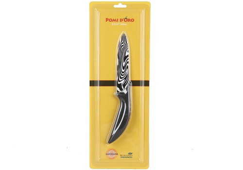 Нож керамический, бело-чёрное лезвие, Pomi d&#039;Oro K1247 Zebra K1247 Zebra, белая/черная керамика Kerano™, длина лезвия - 12см, толщинаина 1,6 мм, обрезиненная ручка