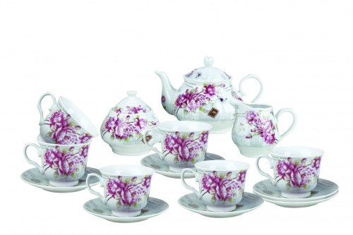 Чайный набор, 15 предметов, Rosenberg R-115122 •   объём чайника - 900 мл;
•   объём чашки - 250 мл;
•   материал набора - керамика.
