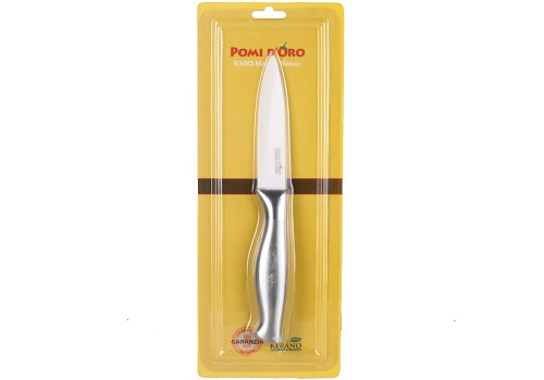 Нож керамический белый, Pomi d&#039;Oro K1062 Metallo Bianco K1062 Metallo Bianco, белая керамика Kerano™, длина лезвия - 10 см, толщина - 2 мм, металлическая ручка