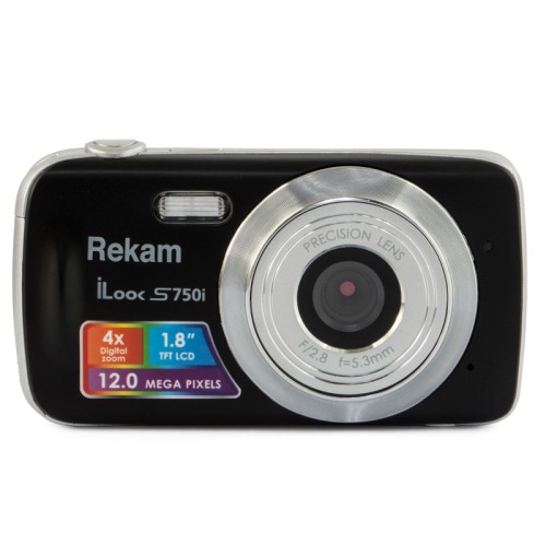 Цифровая камера Rekam iLook S750i Черный •	разрешение: 12 мегапикселей;
•	экран: цветной ЖК-монитор, 1.8 дюйма;
•	зум: цифровой 4.0х.
