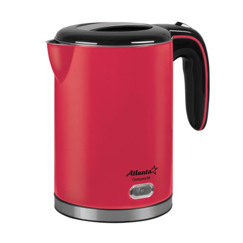 Электрический чайник металлический ATLANTA ATH-2420 красный •	электрический чайник; 
•	нержавеющая сталь; 
•	защита от перегрева без воды; 
•	автоматическое отключение. 

