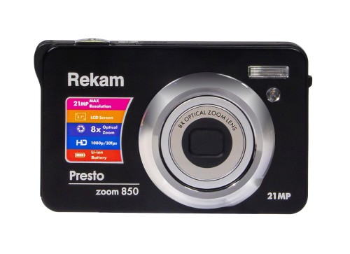 Цифровая камера Rekam Presto zoom 850 black • оптический зум - 8.0х
• цветной TFT ЖК-монитор 2.7 дюйма
• максимальное разрешение фото - 21 Мп (5280х3960)
• макросъёмка - минимальная дистанция 100 мм
• карты памяти - SD, SDHC, MMC (до 64 Гб)
• литий-ионная батарея - в комплекте