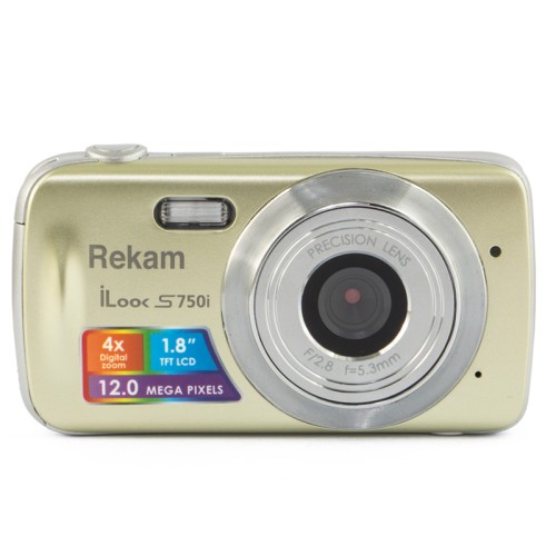 Цифровая камера Rekam iLook S750i &quot;шампань&quot; •	разрешение: 12 мегапикселей;
•	экран: 1.8”, цветной ЖК-монитор;
•	зум: цифровой 4.0X.
