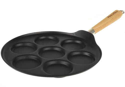Сковорода на 7 оладьев, 30.6 см, углеродистая сталь, деревянная ручка, Pomi d&#039;Oro PCS-625002 Dilusso •	сковорода для оладий;
•	деревянная ручка; 
•	антипригарное покрытие. 


