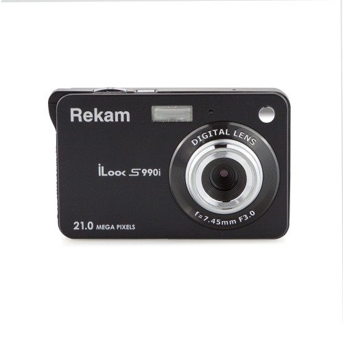 Камера цифровая Rekam iLook S990i black metallic •   цветной TFT ЖК-монитор 2.7 дюйма; 
•   максимальное разрешение фотоизображения - 21 Мп;
•   цифровой зум - 8.0х;
•   карты памяти - SD, SDHC, MMC (до 64 Гб);
•   литий-ионная батарея в комплекте.
