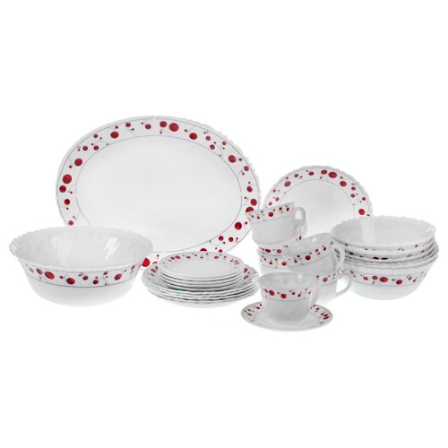 Набор обеденной посуды, 26 предметов, Rosenberg 1233-496 •	набор обеденной посуды; 
•	26 предметов; 
•	жаропрочное стекло. 

