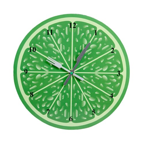 Часы настенные, Pomidoro T3317-K •	настенные, кухонные часы; 
•	яркий циферблат; 
•	рисунок: лайм. 

