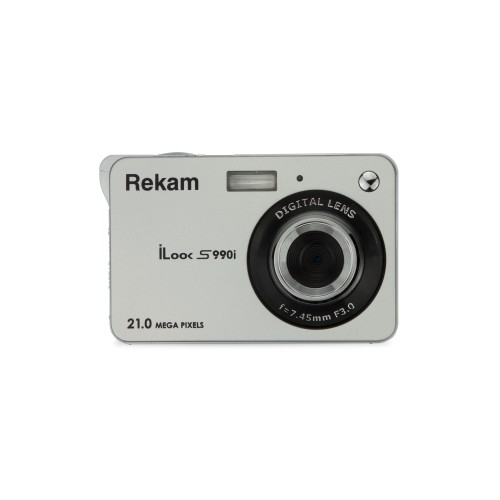 Камера цифровая Rekam iLook S990i silver metallic /3 Уценённый товар: демонстрационный образец. Предоставляется полная гарантия.
•   цветной TFT ЖК-монитор 2.7 дюйма; 
•   максимальное разрешение фотоизображения - 21 Мп;
•   цифровой зум - 8.0х;
•   карты памяти - SD, SDHC, MMC (до 64 Гб);
•   литий-ионная батарея в комплекте.
