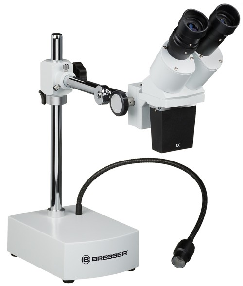 Микроскоп стереоскопический Bresser Biorit ICD CS 5-20x LED •   стереомикроскоп, передающий объёмную картинку;
•   бинокулярная насадка с широкоугольной оптикой;
•   рабочее расстояние составляет 230 мм;
•   поворотная штанга длиной 210 мм;
•   светодиодная подсветка на гибком штативе, работающая от сети.
