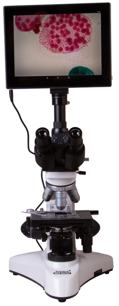 Микроскоп цифровой Levenhuk MED D25T LCD, тринокулярный •   увеличение - 40–1000 крат;
•   тринокулярная насадка; 
•   цифровая камера 5 Мпикс с ЖК-экраном; 
•   планахроматические объективы;
•   конденсор Аббе, конденсор тёмного поля (масляный).
