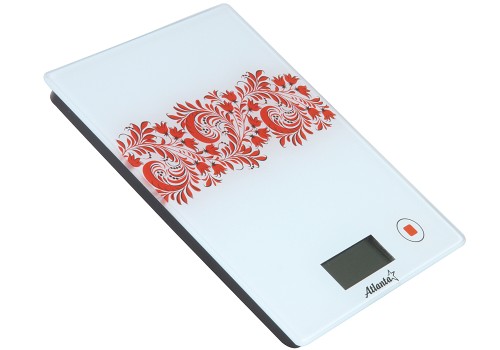 Электронные кухонные весы Atlanta ATH-6181 white •	электронные кухонные весы; 
•	стильный, тонкий дизайн; 
•	точность взвешивания: 1 г; 
