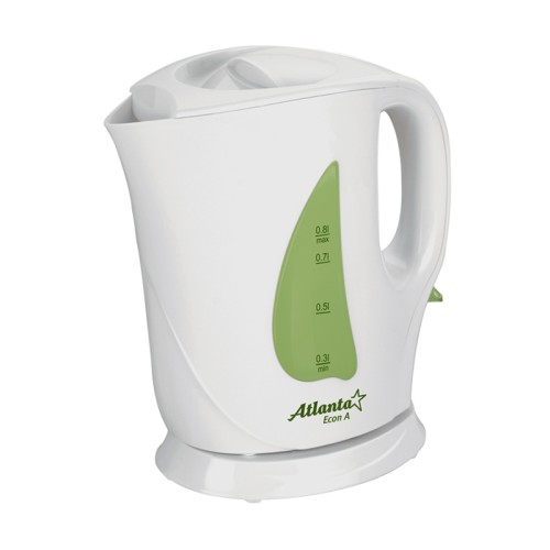 Электрический чайник ATLANTA ATH-717 зеленый •	электрический чайник; 
•	объем: 0,8 литров; 
•	быстрое закипание; 
•	защита от включения без воды. 

