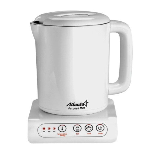 Электрический чайник металлический ATLANTA ATH-792 •	электрический чайник; 
•	объем: 1,2 литра; 
•	быстрое закипание; 
•	закрытый нагревательный элемент. 

