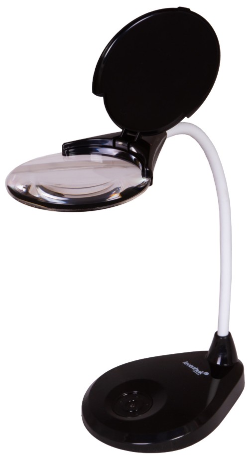 Лупа-лампа Levenhuk Zeno Lamp ZL13, чёрная •   лупа-лампа с 2-кратным увеличением;
•   линза большого диаметра;
•   гибкий штатив, утяжелитель в основании;
•   светодиодная подсветка с регулировкой яркости;
•   сенсорная панель управления подсветкой;
•   встроенный литий-ионный аккумулятор.
