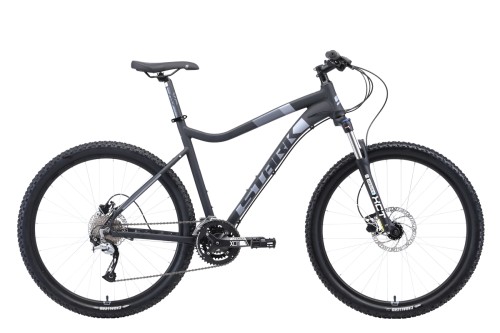 Велосипед Stark&#039;19 Tactic 27.5 HD чёрный/серый 18 •    колеса 27.5";
•    материал рамы - алюминиевый сплав;
•    количество скоростей - 27;
•    пол райдера - унисекс;
•    амортизация -  Hard tail;
•    задний тормоз - дисковый гидравлический;
•    задний переключатель - Shimano Acera-X RD-M3000.
