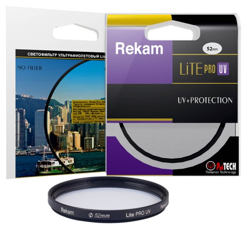 Светофильтр Rekam Lite PRO UV 52мм для фотоаппарата с просветляющим покрытием ультрафиолетовый • черное антибликовое покрытие оправы фильтра;
• просветляющее покрытие поверхности фильтра; 
• водоотталкивающее покрытие. 

