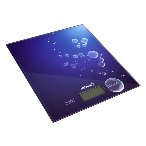 Весы кухонные электронные Atlanta ATH-6207 blue •	электронные кухонные весы; 
•	тонкий корпус; 
•	платформа для взвешивания; 
•	точность взвешивания 1г. 

