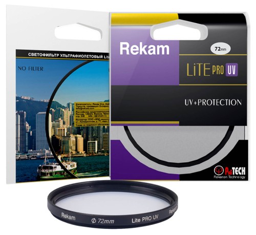 Светофильтр Rekam Lite PRO UV 72мм для фотоаппарата с просветляющим покрытием ультрафиолетовый • черное антибликовое покрытие оправы фильтра;
• просветляющее покрытие поверхности фильтра; 
• водоотталкивающее покрытие. 

