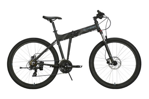 Велосипед Stark&#039;21 Cobra 27.2 HD 20, чёрный/серый •   диаметр колёс - 27.5 дюйма;
•   материал рамы - алюминиевый сплав;
•   пол - унисекс;
•   амортизация - Hard tail;
•   количество скоростей - 21;
•   задний тормоз - дисковый гидравлический;
•   передний тормоз - дисковый гидравлический.
