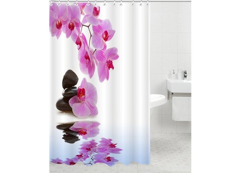 Штора для ванной комнаты, Rosenberg RPE-730006 •   полимерная штора с рисунком;
•   размер: 180х180 см;
•   в комплекте поставки - 12 крючков.
