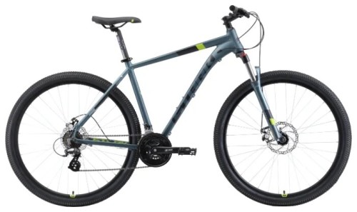 Горный велосипед Stark&#039;19 Router 29.3 D 20 серый/чёрный/зелёный •   колеса 29.3";
•   материал рамы - алюминиевый сплав;
•   количество скоростей - 21;
•   пол - унисекс;
•   амортизация - Hard tail, ход вилки - 100 мм;
•   задний тормоз - дисковый гидравлический;
•   задний переключатель - Shimano Altus RD-M310.
