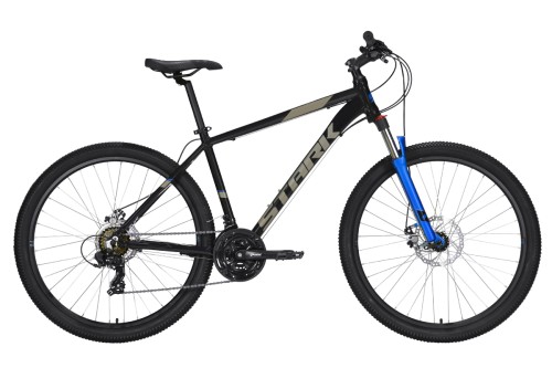 Велосипед Stark&#039;21 Hunter 27.2 D 16, чёрный/серый •   диаметр колёс - 27.5 дюймов;
•   размер рамы - 16 дюймов;
•   материал рамы - алюминиевый сплав;
•   пол - унисекс;
•   количество скоростей - 21.
