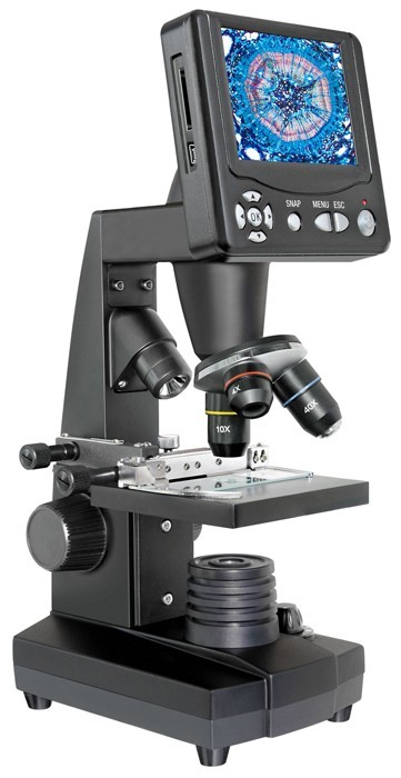 Микроскоп цифровой Bresser LCD 50x-2000x Bresser LCD 50x-2000x – это отличный микроскоп, с помощью которого можно проводить изучение препаратов как в проходящем, так и в отраженном свете. Большой диапазон увеличения позволяет использовать прибор в самых различных областях. Микроскоп подходит для обучения школьников и студентов-биологов, исследований в области нумизматики или филателии, проведения работ с микроэлектроникой.