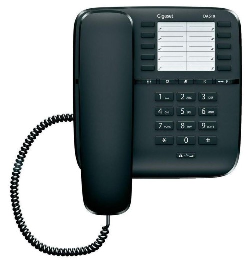 Телефон проводной Gigaset DA510 IM, черный •	10 программных номеров;
•	1 телефонная линия;
•	цветовая индикация вызова;
•	крепление на стену. 

