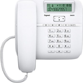Телефон проводной Gigaset DA610 IM, белый установка на стене;
1 телефонная линия;
дисплей на базе.
